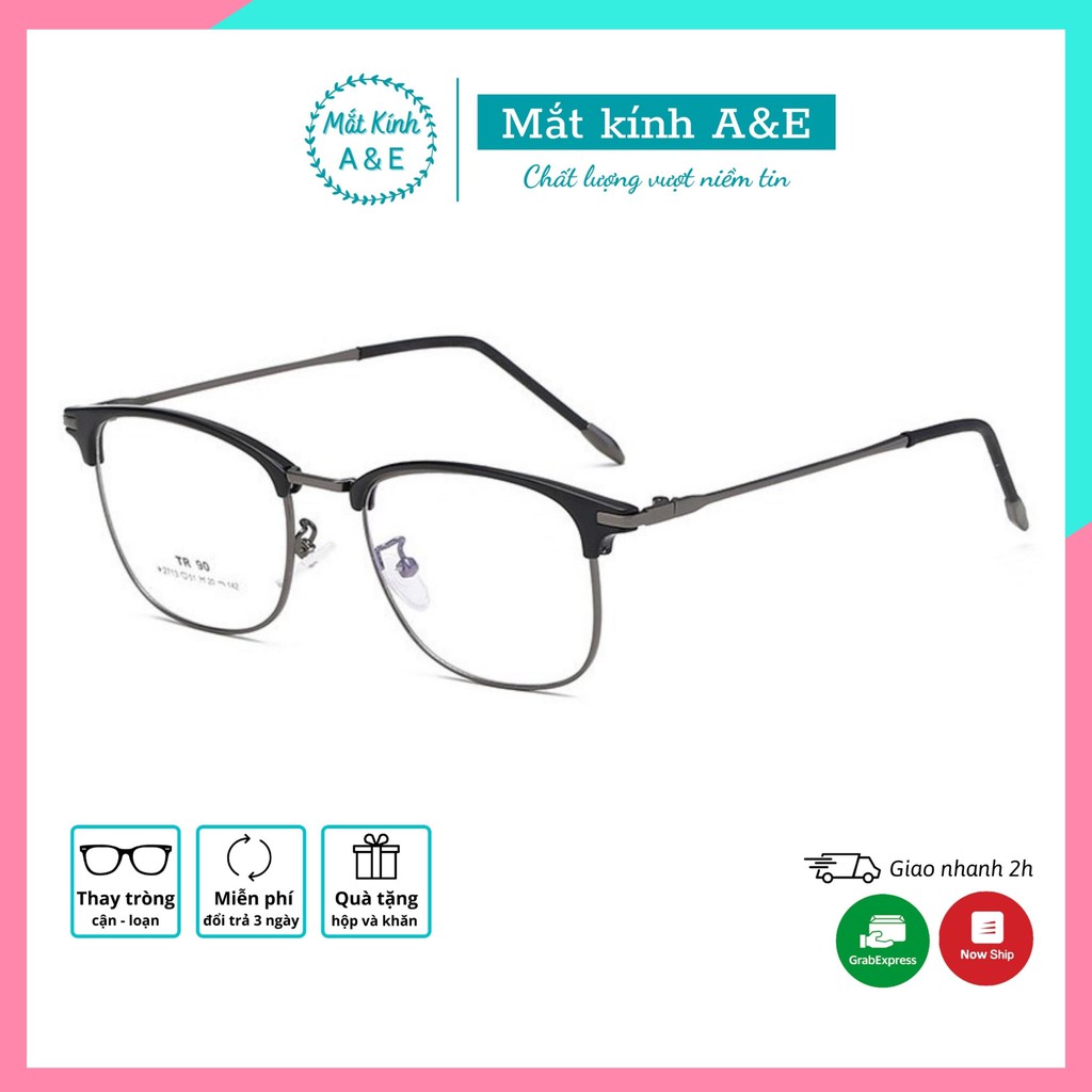 Gọng kính cận nam 2713 mắt kính tròn gọng kim loại thiết kế đơn giản sang trọng thời trang A&Eeyewear
