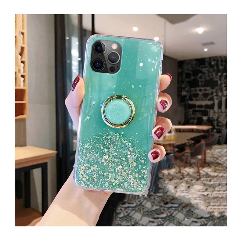 Ốp Điện Thoại Trong Suốt Chống Sốc Phối Sequin Hình Trăng Sao Cho OPPO A96 A76 A36 4G A55 A95 Realme 9i 9 Pro Plus C35 C31