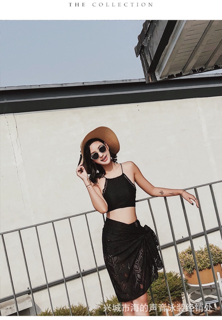 Bikini 3 mảnh đi biển kèm khăn quấn | BigBuy360 - bigbuy360.vn