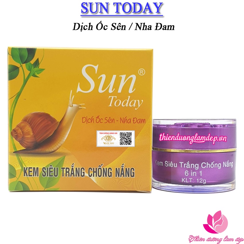 Kem trắng da chống nắng 6 in 1 dịch Ốc Sên và Nhà Đam SUN TODAY - 12g