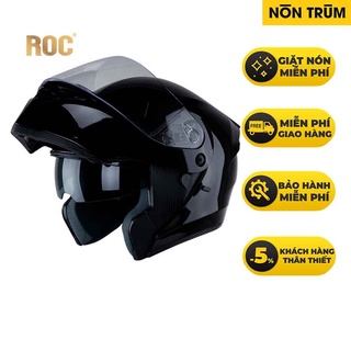 Nón bảo hiểm fullface ROC 04 lật cằm có 2 kính, bảo hành 12 tháng, giặt nón miễn phí 6 tháng tại hệ thống Nón Trùm