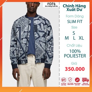 ÁO KHOÁC BOMBER NAM Z..A.R.A MÀU XANH ĐEN HỌA TIẾT VẢI POLIESTER NHẸ MÁT - FO76 SHOP