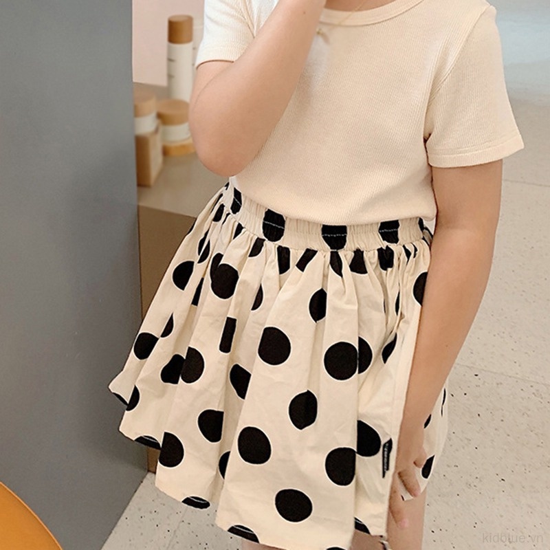 Chân Váy Xòe Xếp Ly Họa Tiết Chấm Bi Dành Cho Trẻ Em 3-8T