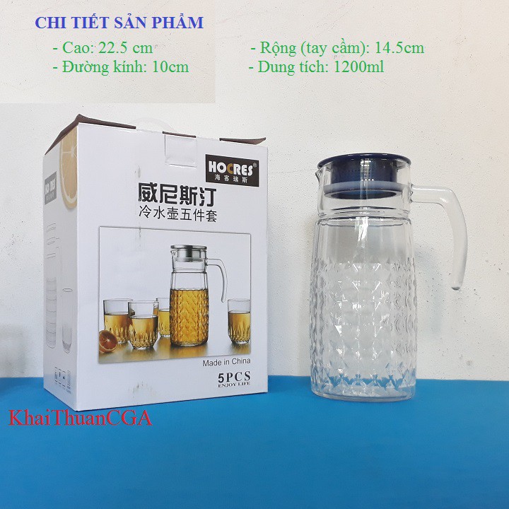 Bộ Bình Và Cốc Thủy Tinh 5 Chi Tiết HOCRES NH0236