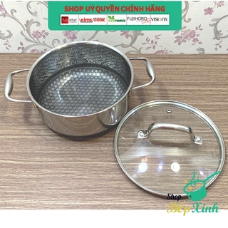 Nồi inox 3 lớp đáy liền cao cấp Kims Cook Blackcube Phủ chống dính Daikin-Nhật Bản thế hệ mới- 18cm/20cm/24cm/26cm