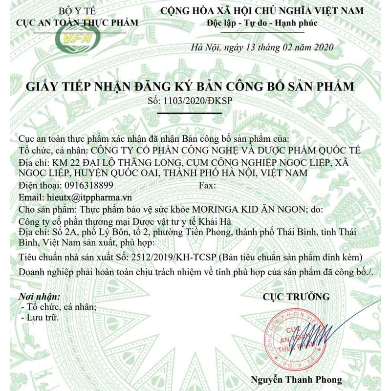 Moringa Kid - Giúp hỗ trợ ổn định tiêu hóa, kích thích ăn ngon, giảm táo bón, nâng cao sức đề kháng (20 gói)