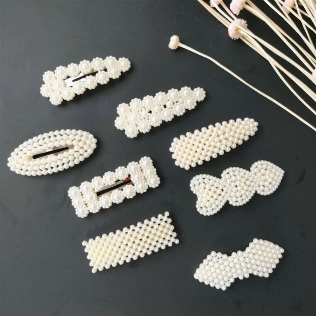 Sỉ 1 vỉ 10 cái kẹp bấm tóc kiểu hạt trai giả dán vỉ 1 kiểu