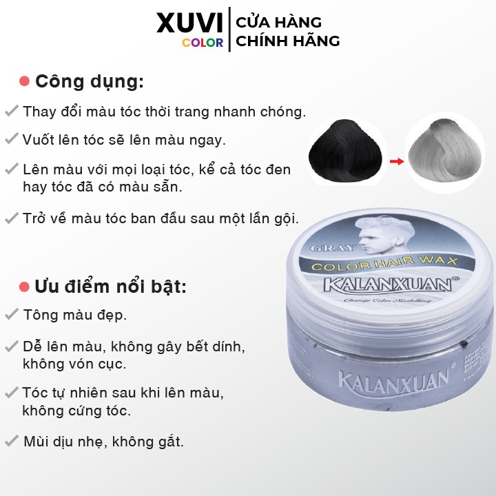 Thuốc Nhuộm Tóc Tạm Thời Xám Khói l Bạc KALANXUAN Tặng Bao Tay - XUVI SHOP