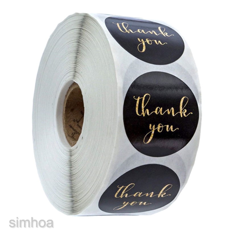 Cuộn 500 Miếng Dán In Chữ Thank You 1cm / 2.5cm Độc Đáo Trang Trí Gói Quà Tiện Dụng