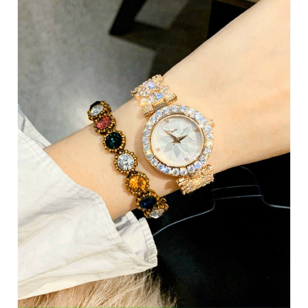 Đồng hồ nữ dây thép đính đá cao cấp, đồng hồ đeo tay nữ DIMINI siêu sang, thời trang chính hãng, không thấm nước