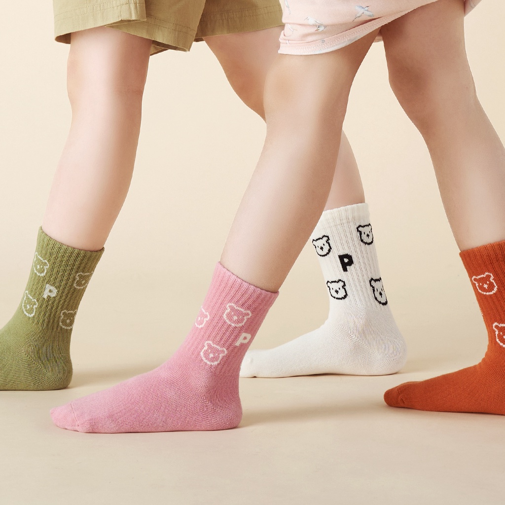 4 Đôi tất CHEERFUL MARIO vải ống vừa phong cách thu đông cho trẻ em
