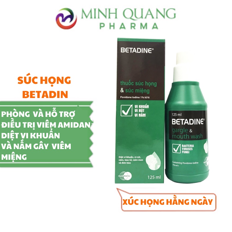 Nước Súc Miệng Họng BETADINE Gargle & Mouth Wash 125ml vệ sinh khoang răng miệng