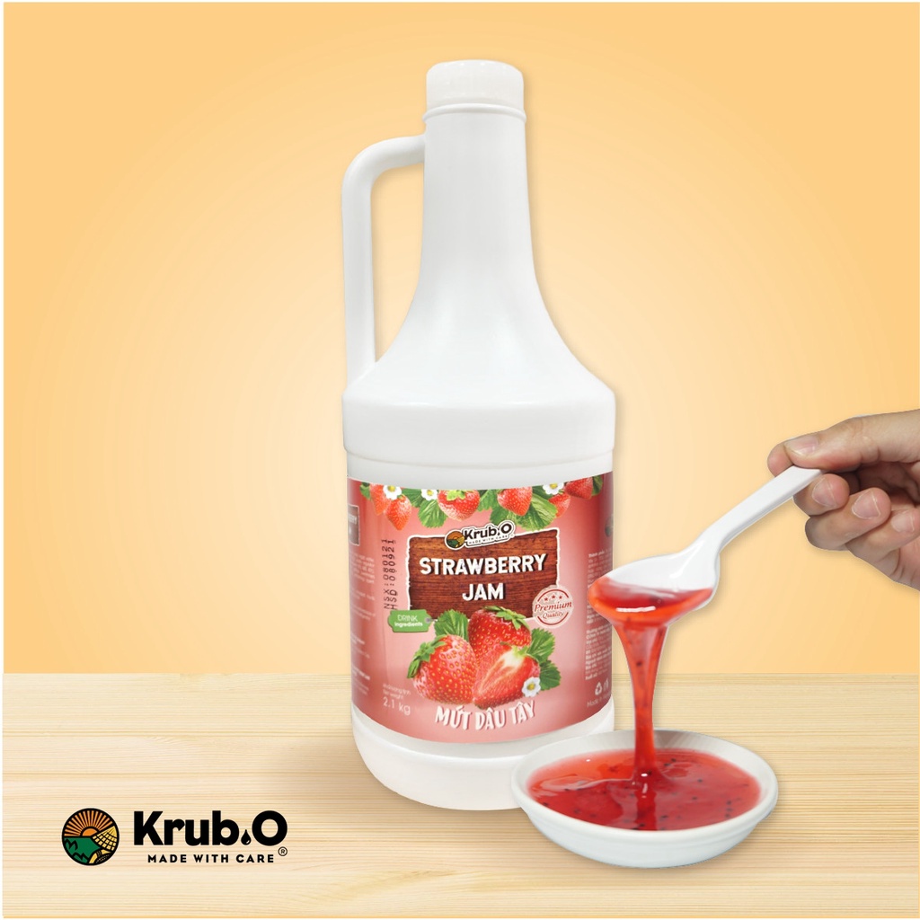 Mứt dâu tây Krub.O làm bánh pha chế trà sữa đồ uống trà hoa quả cà phê chai 2.1kg