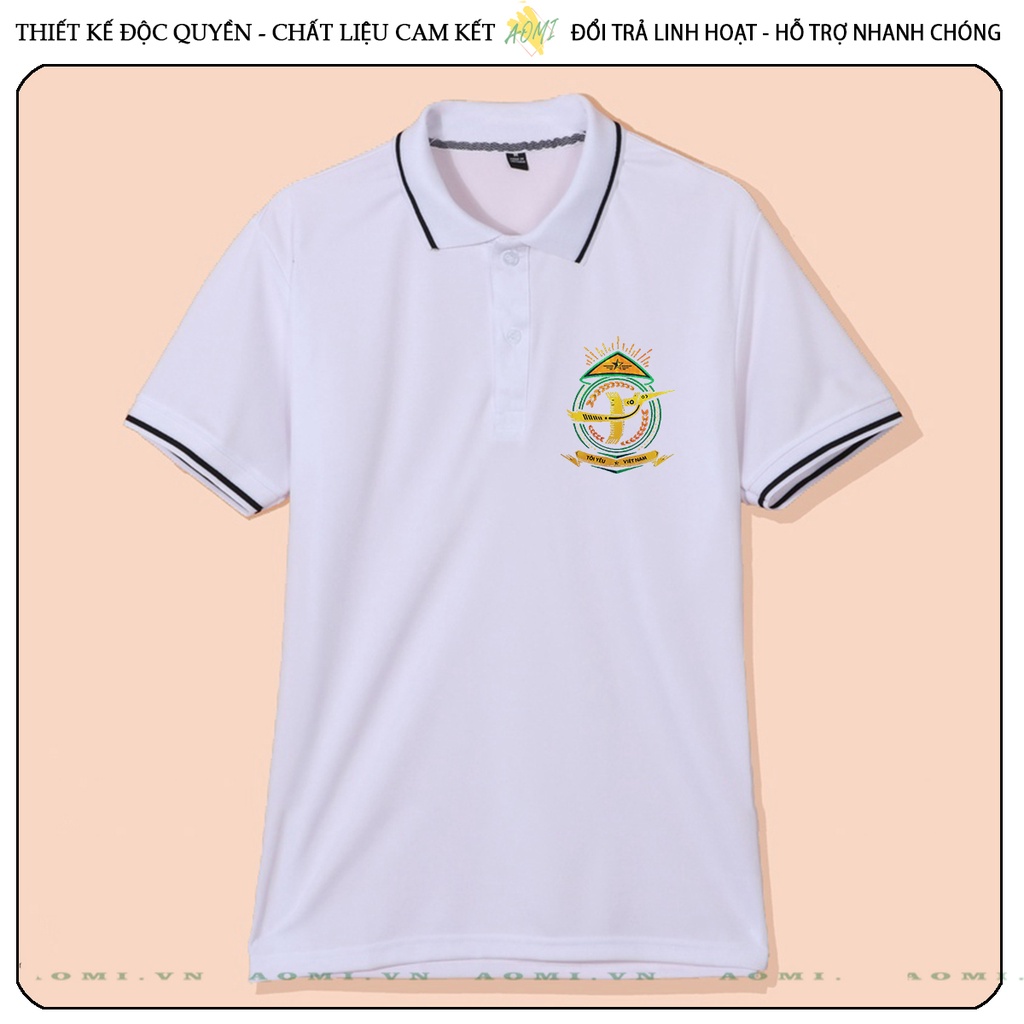 ÁO POLO NÓN LÁ TÔI YÊU VIỆT NAM CHẤT CÁ SẤU MÈ ĐEN TRẮNG VÀNG UNISEX PHÔNG NAM NỮ THUN CỔ BẺ BASIC GIA ĐÌNH AOMIVN