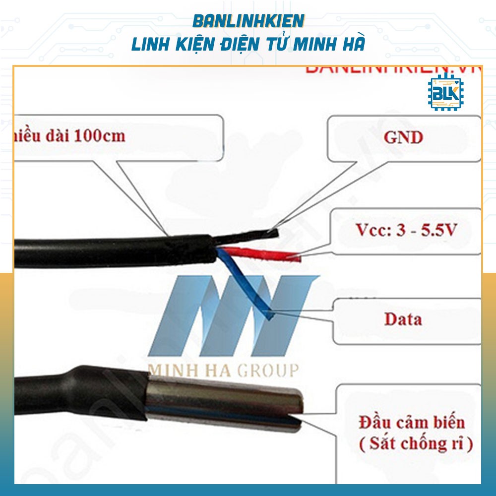 Dây Đo Nhiệt Độ DS18B20 Dài 1 Mét