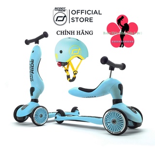 Bộ xe chòi chân, scooter và mũ bảo hiểm cho bé - Scoot and Ride Highwaykick 1 (Blueberry)