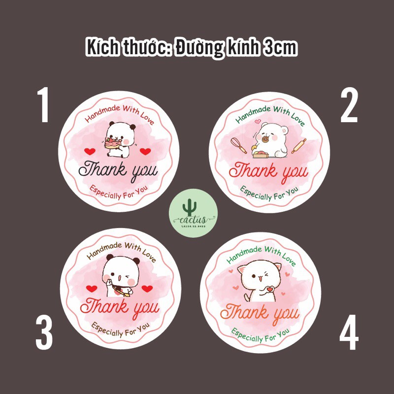 Combo 300 tem thank you HandMade mẫu mới 2021