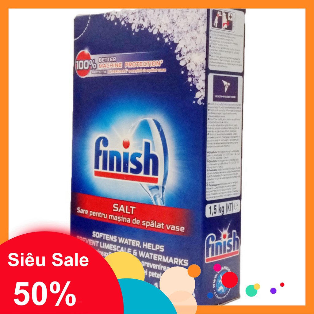 Muối rửa bát Finish 1.5kg Tặng thêm 100g Muối rửa bát Finish