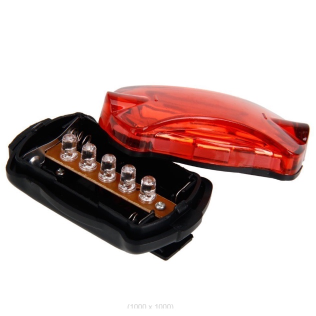 Đèn hậu 5 bóng LED chiếu ánh sáng cảnh báo khi lái xe đạp