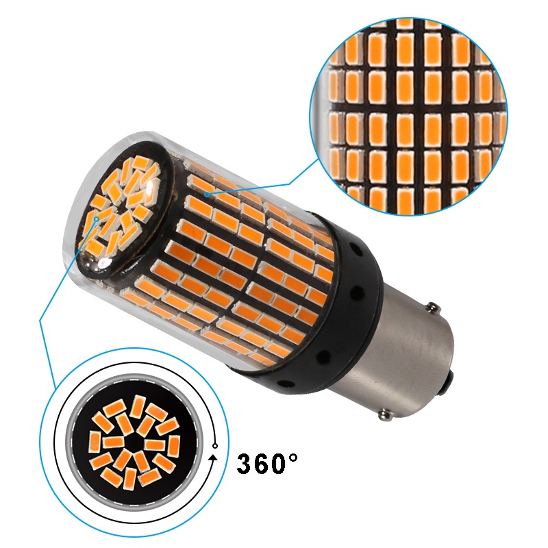 Set 2 Đèn led Phanh Xe 1156 BA15S P21W BAU15S PY21W T20 7440 W21W 1157 144 smd 12V