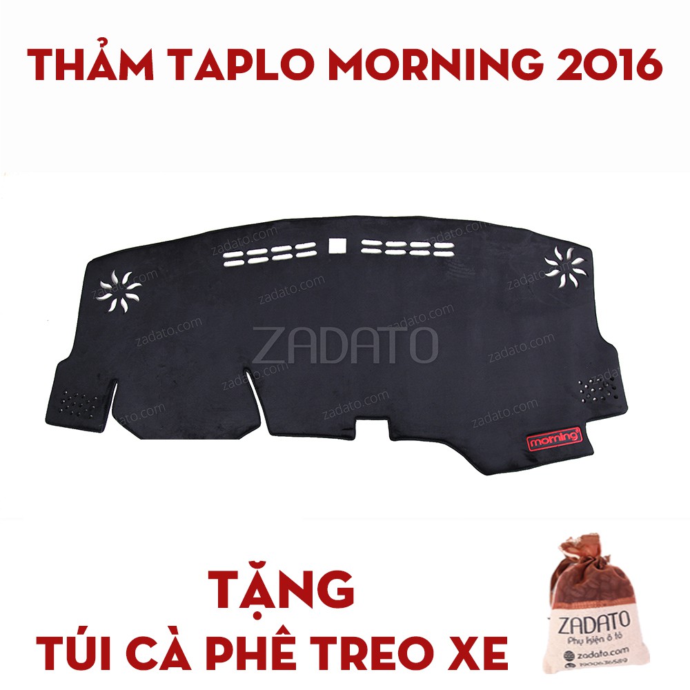 Thảm Taplo Kia Morning - Thảm Chống Nóng Taplo Lông Cừu - TẶNG: Túi Cafe Treo Xe