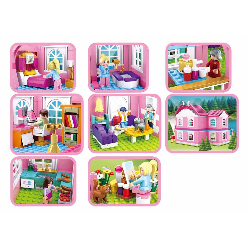 896 CÁI Sluban 0721 Friends Series City Girl Garden Villa House Building Blocks Tương thích lego Đồ chơi cho bé gái tự làm cho trẻ em