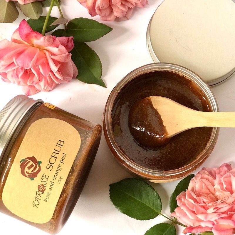 tẩy tế bào chết karose scrub, rửa mặt tẩy da chết mềm mịn sáng da 100% tự nhiên không hóa chất