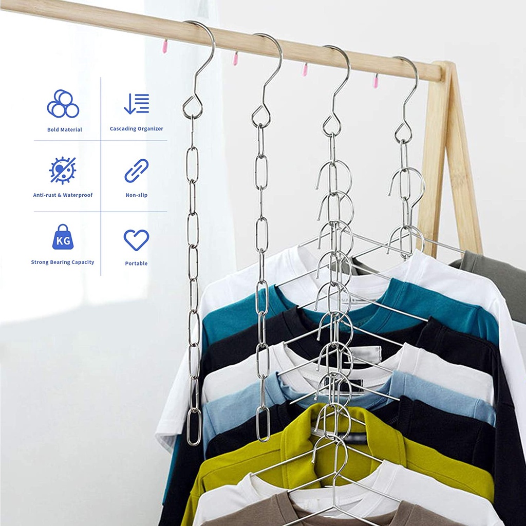 Móc Treo Quần Áo Bằng Thép Không Gỉ Tiết Kiệm Diện Tích