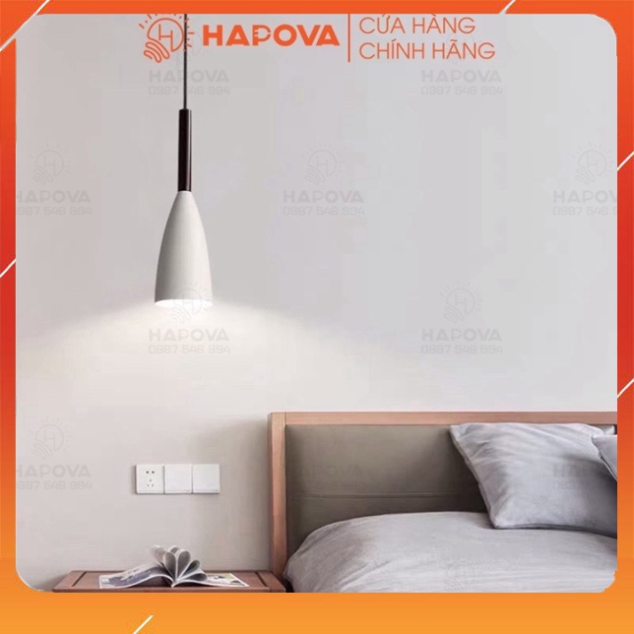 Bộ 03 Đèn thả trần chuôi gỗ HAPOVA DT 7582/3 + Tặng kèm bóng led AS Vàng