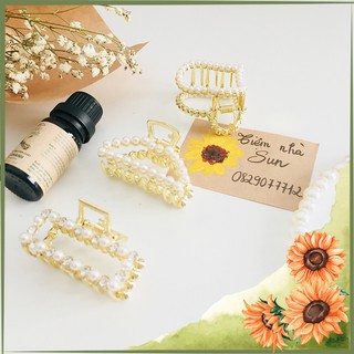 Set 3 kẹp tóc ngọc trai, kẹp tóc càng cua thanh lịch thời trang, kẹp tóc hàn quốc