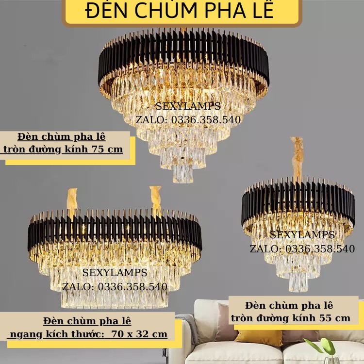 Đèn Thả Pha Lê Trang Trí Phòng, Bàn Ăn, Cầu Thang Đẹp Cao Cấp. Tặng Kèm Bóng LED Thủy Tinh