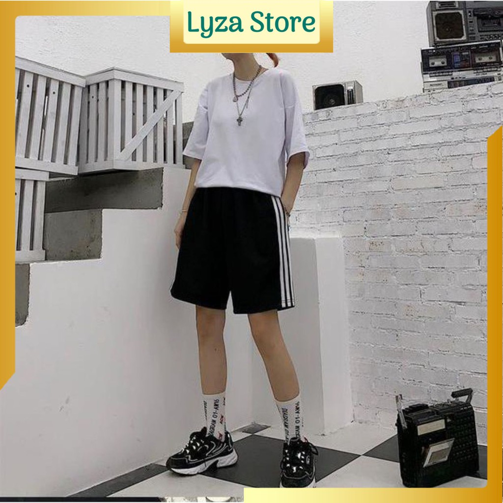 Quần short 3 sọc lửng kiểu dáng basic phong cách hàn quốc/Quần đùi nam nữ phối sọc trẻ trung năng động