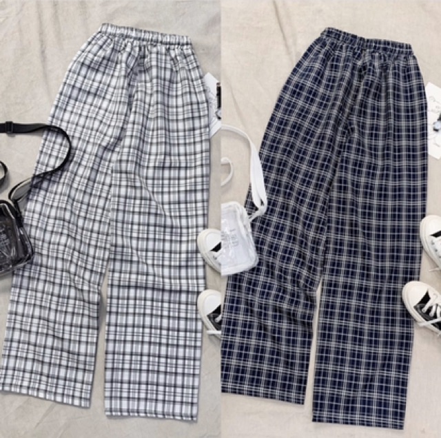 Quần caro Ulzzang ống rộng 02 unisex | BigBuy360 - bigbuy360.vn