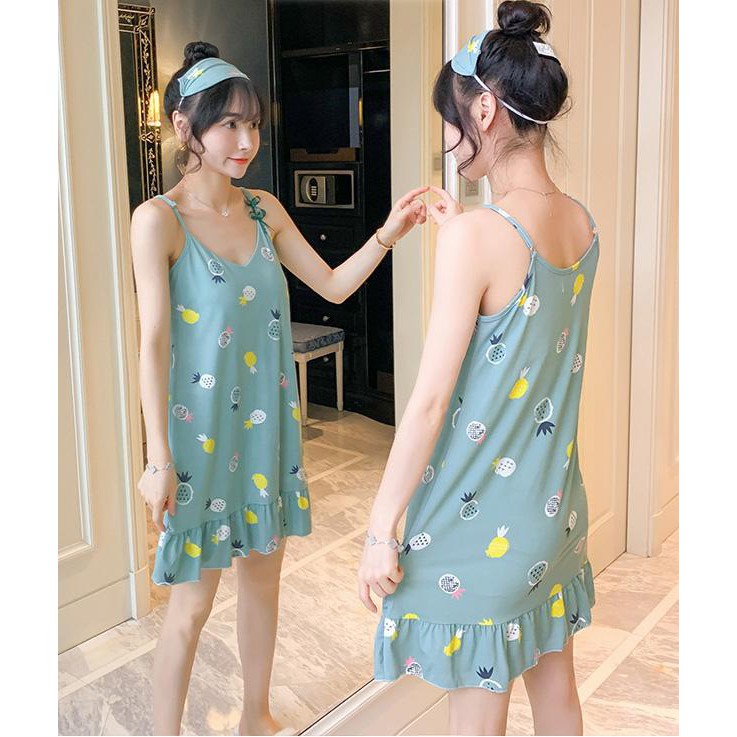 Váy ngủ hai dây đuôi xếp li ( TẶNG kèm bịt mắt và miếng muốt đệm ngực) | BigBuy360 - bigbuy360.vn
