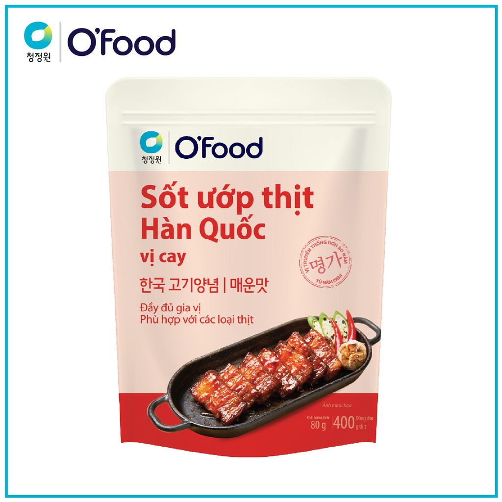 Sốt ướp thịt Hàn Quốc OFood gói 80g, giúp thị mềm, ngọt, thơm dậy vị dùng cho 400g thịt