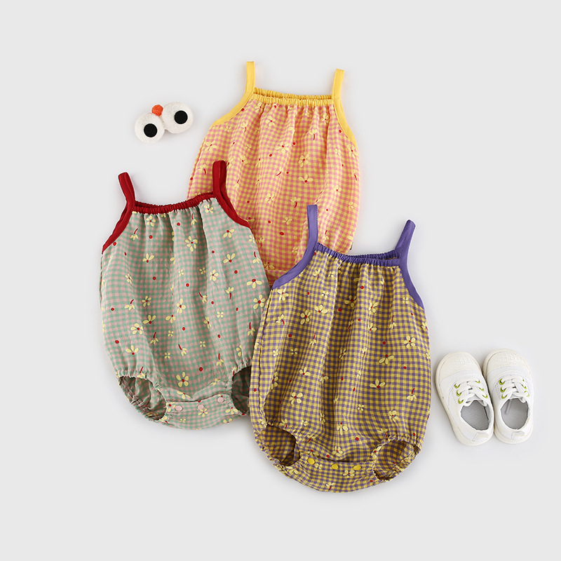 Đầm yếm in họa tiết hoa dễ thương thời trang dành cho bé gái