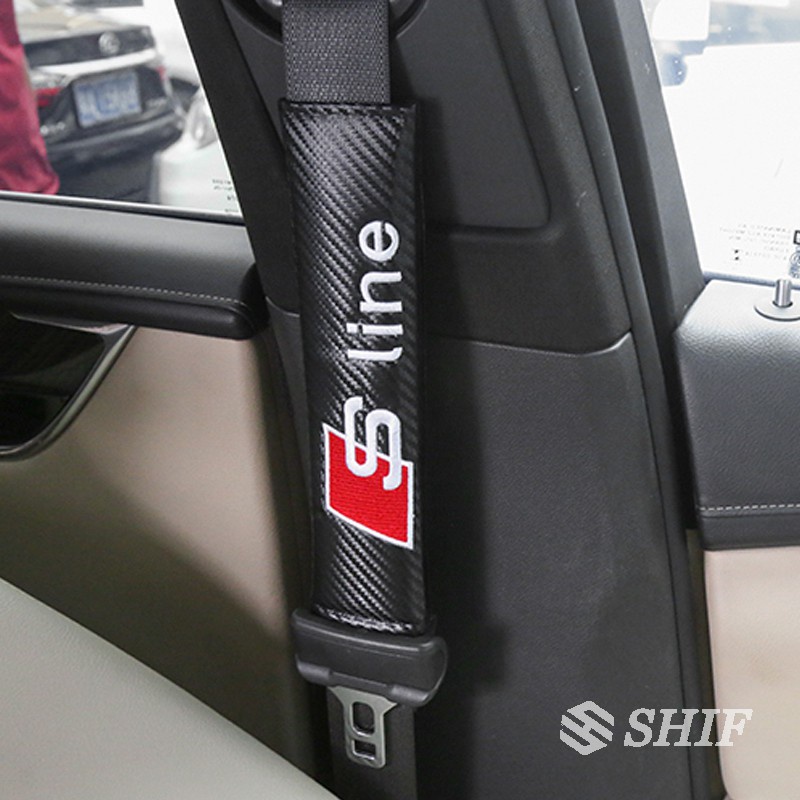 Set 2 Đệm Bọc Dây Đai An Toàn Bằng Sợi Carbon Cho Audi Sline A2 A3 A4 A5 A6 A7 A8 Q2 Q5 Q7 Q8 TT