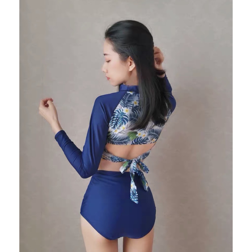 Set bộ bikini 2 mảnh Forgirl tay dài Quảng Châu hoạ tiết thổ cẩm chất liệu cao cấp