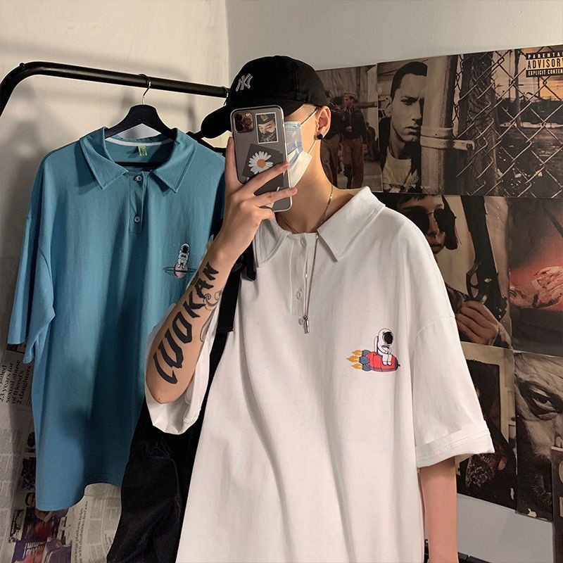 Áo Thun Form Rộng Polo Nam Nữ In Hình Cậu Bé Phi Hành Gia Tàu Lửa Siêu Dễ Thương Chất Mát Kiểu Cách Cá Tính  TTQ0221