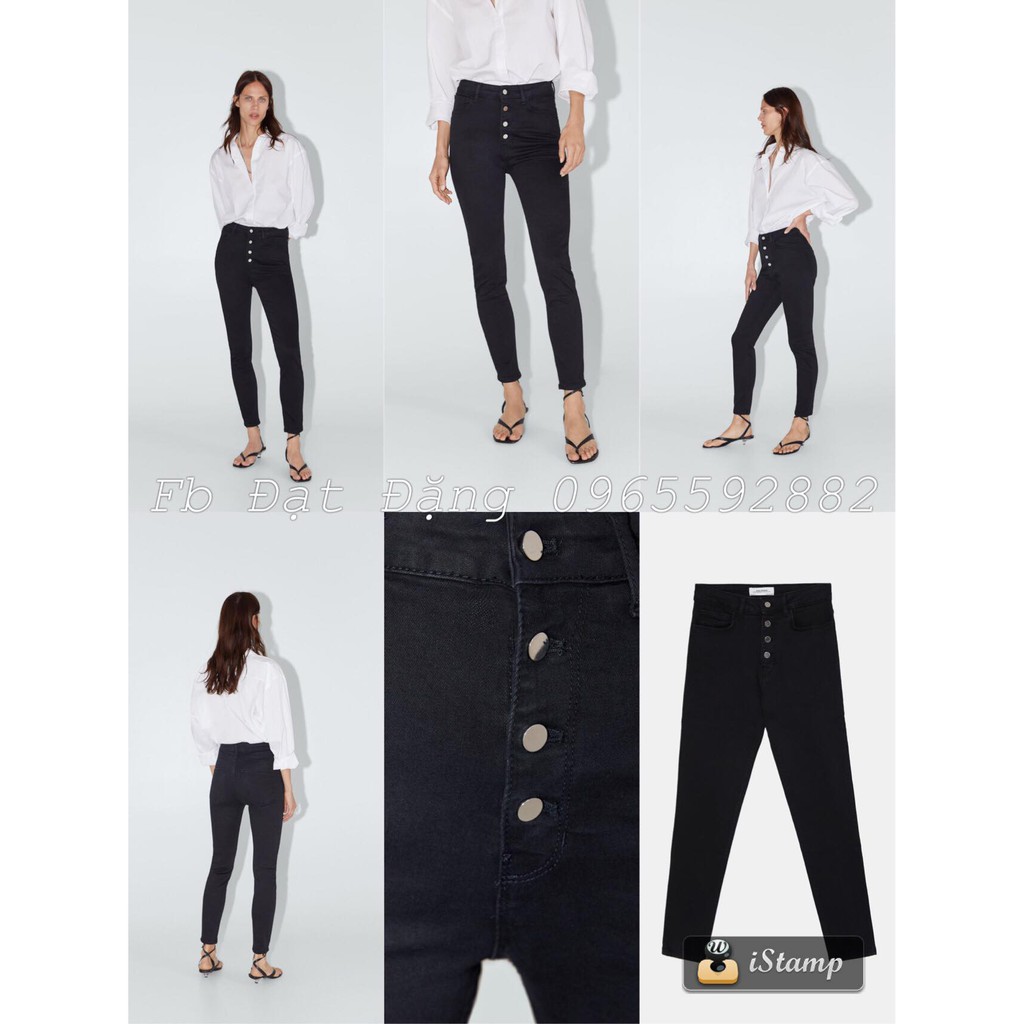 Quần jeans zw premium cạp cao có khuy bản to Zara size 36 2553/048