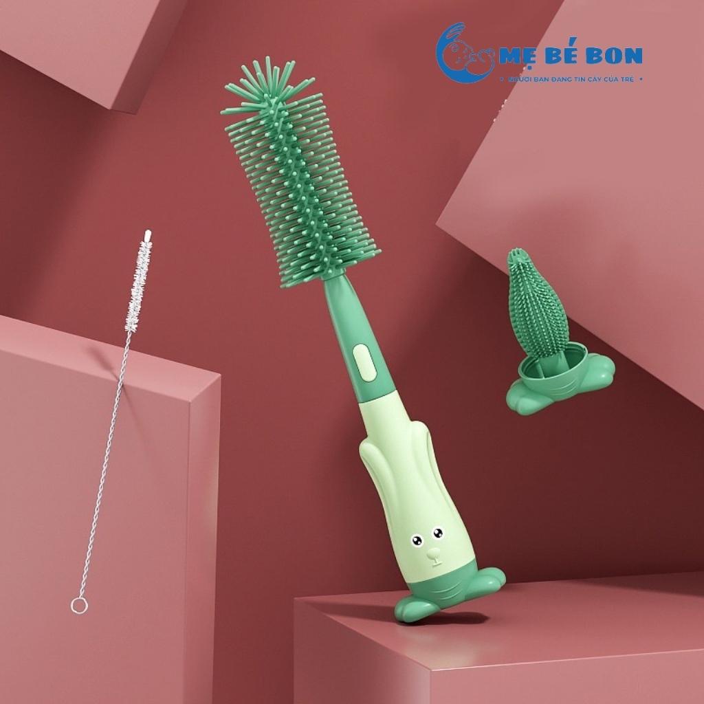 Cọ Bình Sữa Silicon Cao Cấp, Cọ Rửa Bình Sữa Silicon 3in1