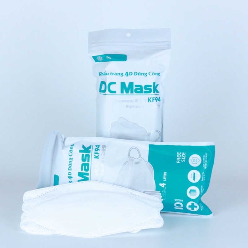 Khẩu trang KF94 DC Mask 4 lớp kháng khuẩn, kháng bụi mịn túi 10 cái