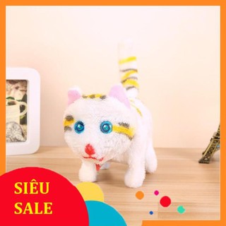 Đồ chơi MÈO BÔNG KUTE biết đi di chuyển, biết kêu meo meo, vẫy đuôi xinh giúp bé thân thiện gần gũi với con vật