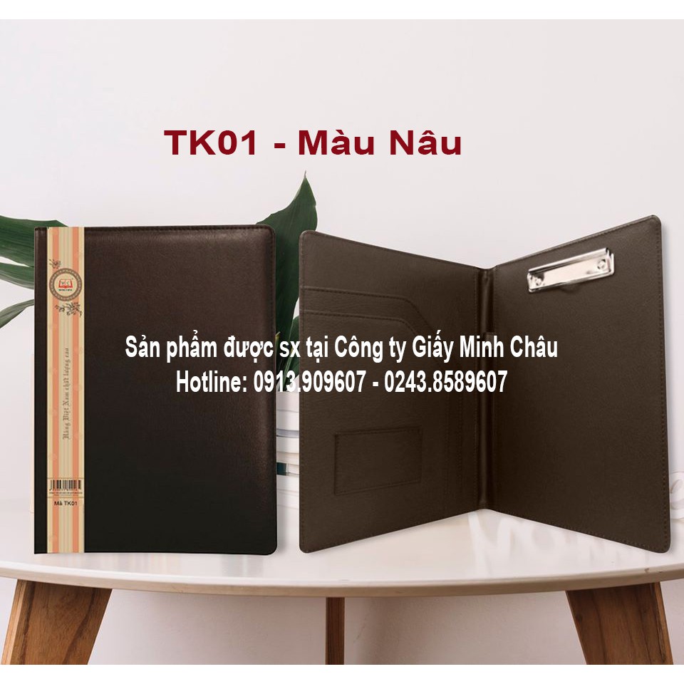 Cặp trình ký da cao cấp Minh Châu, 3 màu: Đỏ, Nâu, Đen, thiết kế chắc chắn, lịch sự, có 2 kích thước (TK01, TK02, TK03)