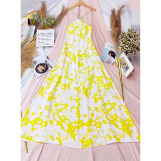 VÁY MAXI VÀNG / XANH CỔ YẾM
