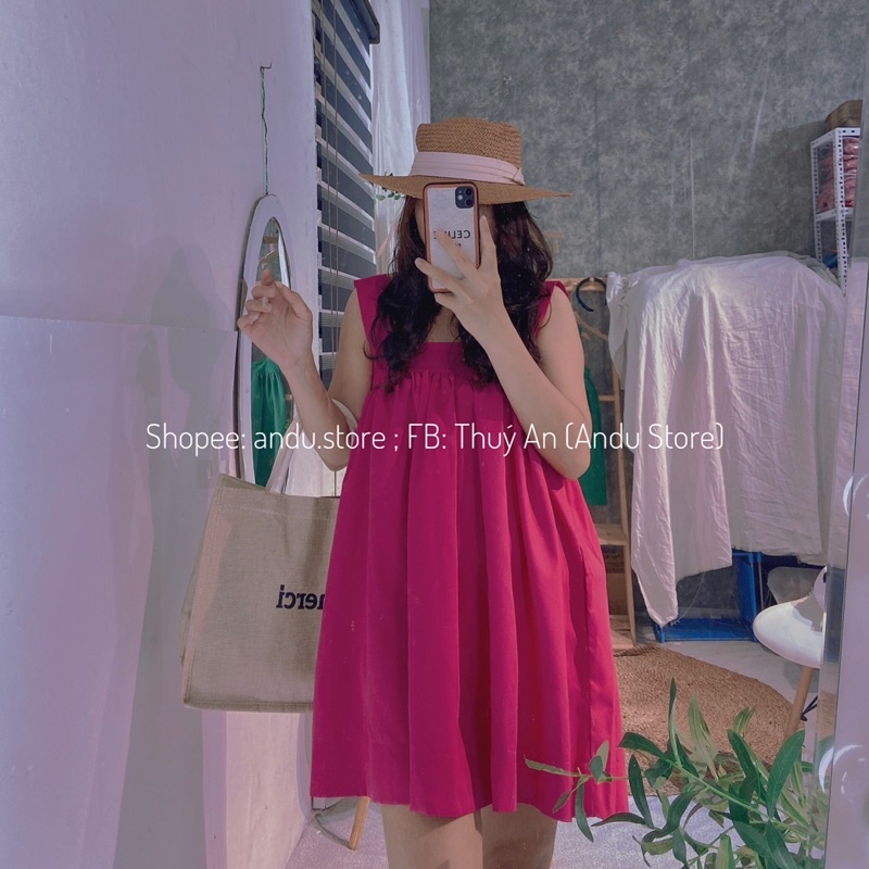 Đầm nữ 2 dây bản to ⚡ANDU STORE⚡️ Váy babydoll 2 dây, đầm xuông 4 màu.