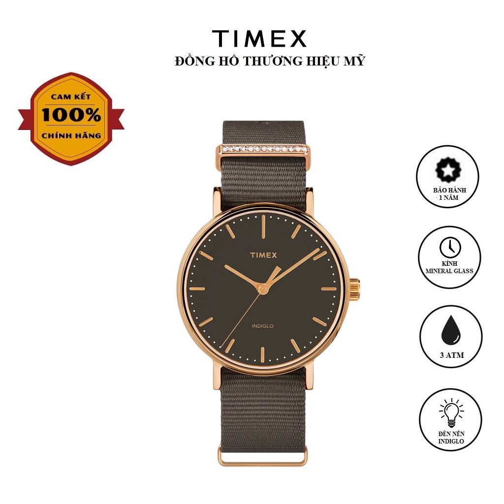 Đồng hồ Nữ Timex FAIRFIELD WOMEN’S CRYSTAL Dây Vải - Chính Hãng