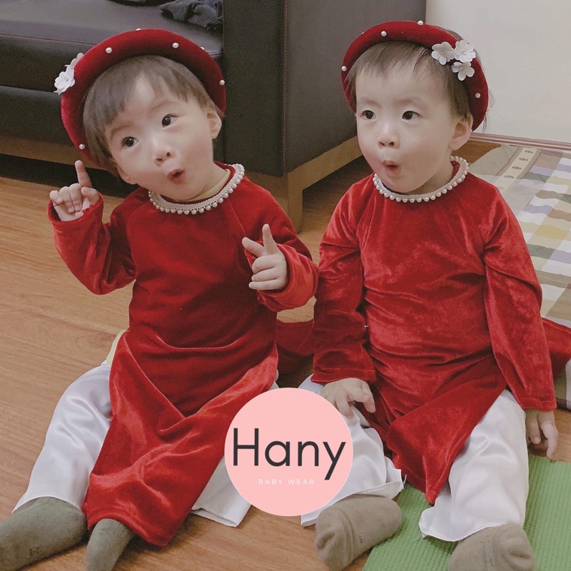 [Hany Baby] Áo Dài Nhung Quần Lụa { HÀNG CÓ SẴN}