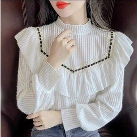 Áo sơ mi nữ ren cổ viền bèo - Hàng Quảng Châu cao cấp