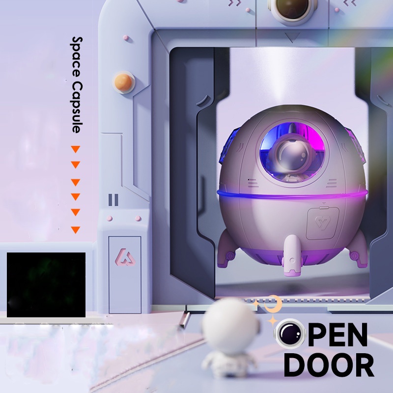 Máy Phun Sương Tạo Độ Ẩm Không Khí 220ML Hình Viên Con Nhộng Có Đèn Nhiều Màu